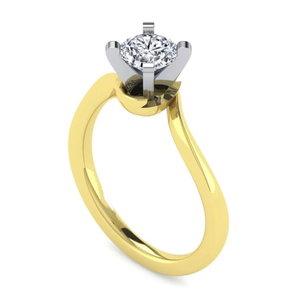 14K White-Yellow Gold Round Diamond Engagement Ring - Image 3