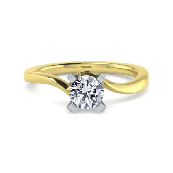 14K White-Yellow Gold Round Diamond Engagement Ring