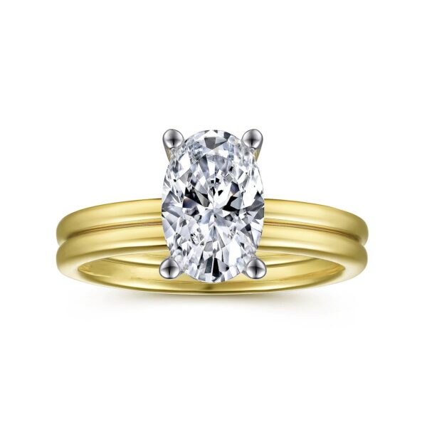 14K White-Yellow Gold Diamond Engagement Ring - Image 5