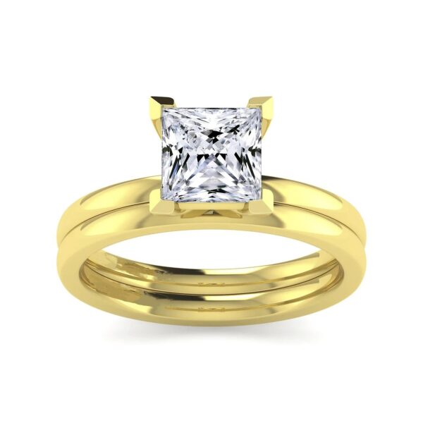 14K Yellow Gold Princess Cut Diamond Engagement Ring - Image 5