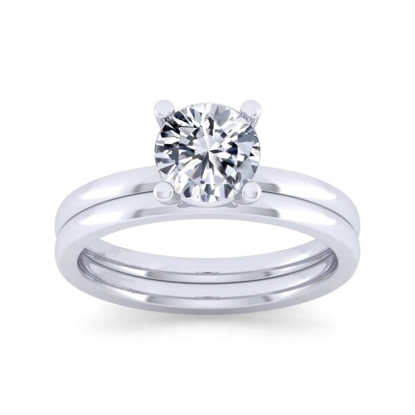 14K White Gold Round Diamond Engagement Ring - Image 5