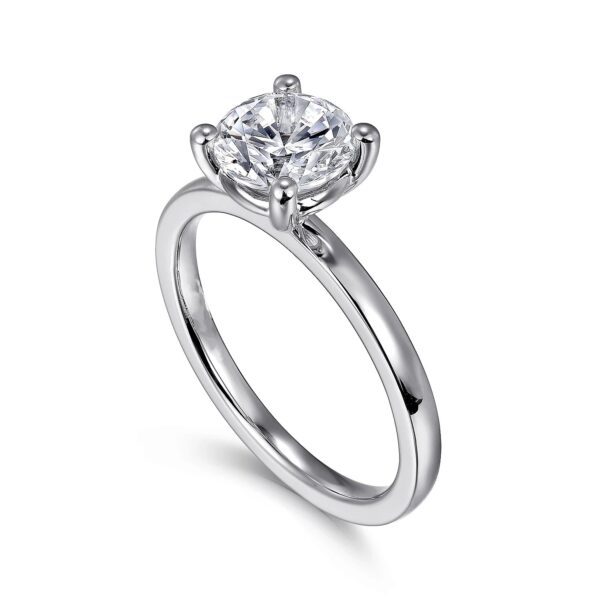 14K White Gold Round Diamond Engagement Ring - Image 2