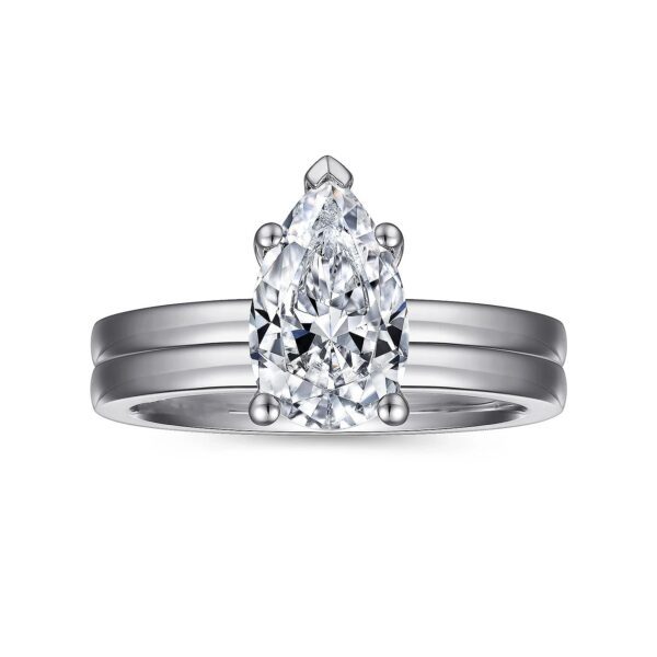 14K White Gold Pear Shape Diamond Engagement Ring - Image 5