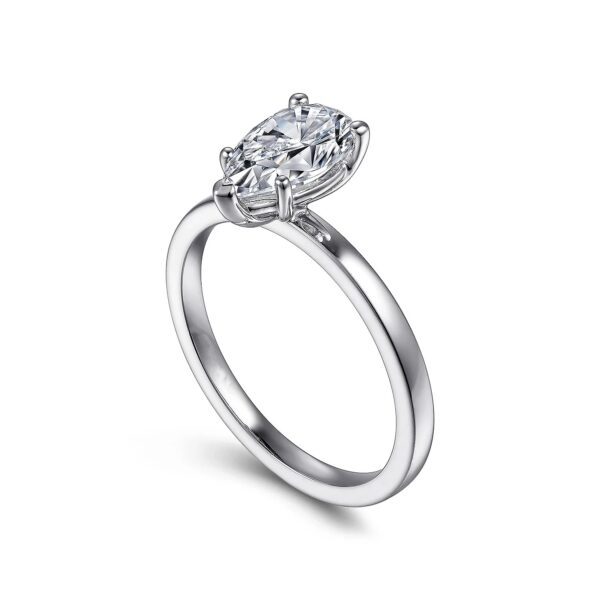 14K White Gold Pear Shape Diamond Engagement Ring - Image 2