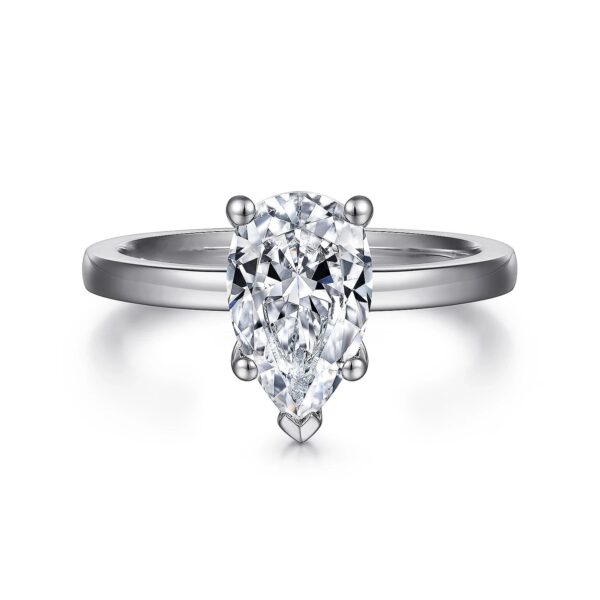 14K White Gold Pear Shape Diamond Engagement Ring