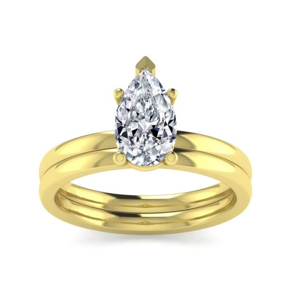 14K Yellow Gold Pear Shape Diamond Engagement Ring - Image 5