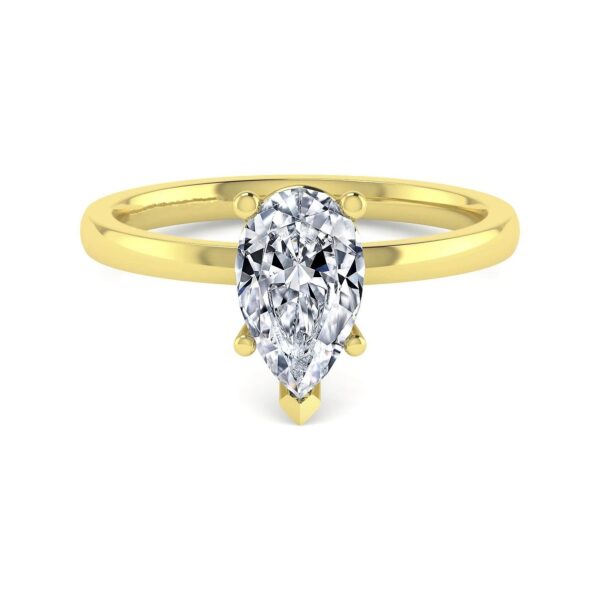 14K Yellow Gold Pear Shape Diamond Engagement Ring
