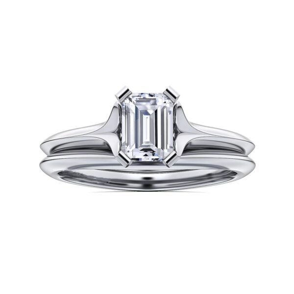 14K White Gold Emerald Cut Diamond Engagement Ring - Image 5