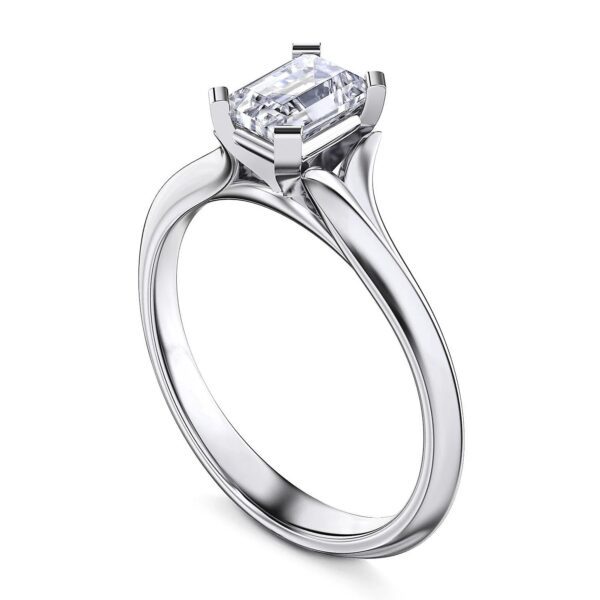 14K White Gold Emerald Cut Diamond Engagement Ring - Image 3
