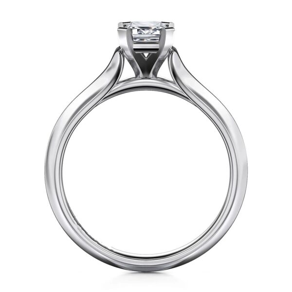 14K White Gold Emerald Cut Diamond Engagement Ring - Image 2