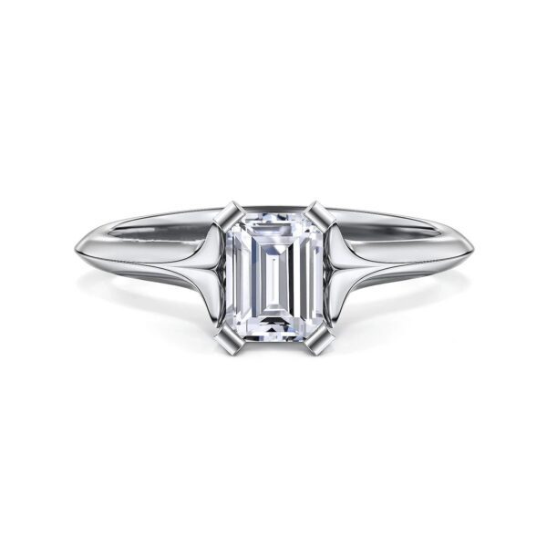 14K White Gold Emerald Cut Diamond Engagement Ring