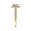 14K Yellow Gold Cushion Halo Round Diamond Engagement Ring - Image 4
