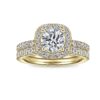 14K Yellow Gold Cushion Halo Round Diamond Engagement Ring - Image 5
