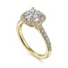 14K Yellow Gold Cushion Halo Round Diamond Engagement Ring - Image 3