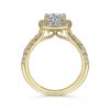 14K Yellow Gold Cushion Halo Round Diamond Engagement Ring - Image 2