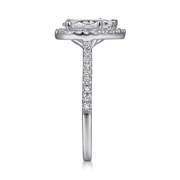 14K White Gold Pear Shape Halo Diamond Engagement Ring - Image 3