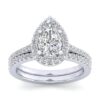 14K White Gold Pear Shape Halo Diamond Engagement Ring - Image 5