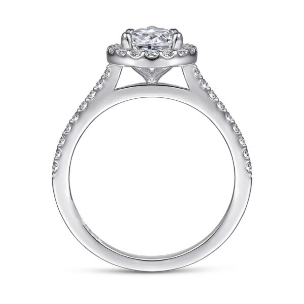 14K White Gold Pear Shape Halo Diamond Engagement Ring - Image 2