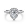 14K White Gold Pear Shape Halo Diamond Engagement Ring