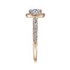 14K Rose Gold Cushion Halo Round Diamond Engagement Ring - Image 4
