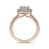 14K Rose Gold Cushion Halo Round Diamond Engagement Ring - Image 3