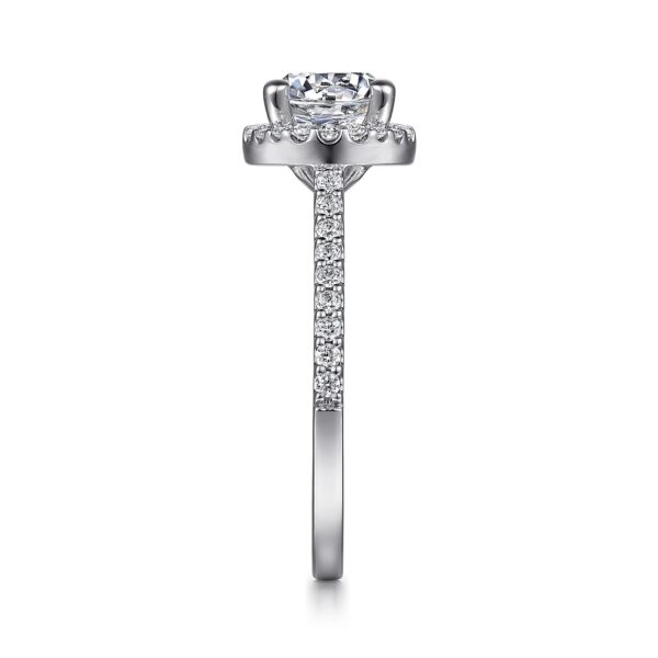 14K White Gold Round Halo Diamond Engagement Ring - Image 2