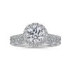 14K White Gold Round Halo Diamond Engagement Ring - Image 5