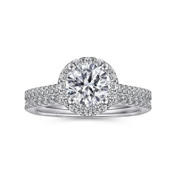14K White Gold Round Halo Diamond Engagement Ring - Image 5