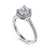 14K White Gold Round Halo Diamond Engagement Ring - Image 3