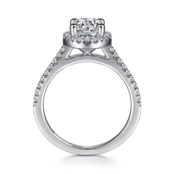 14K White Gold Round Halo Diamond Engagement Ring - Image 4