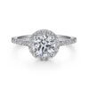 14K White Gold Round Halo Diamond Engagement Ring