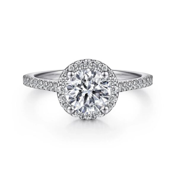 14K White Gold Round Halo Diamond Engagement Ring