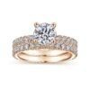 14K Rose Gold Hidden Halo Round Diamond Engagement Ring - Image 5