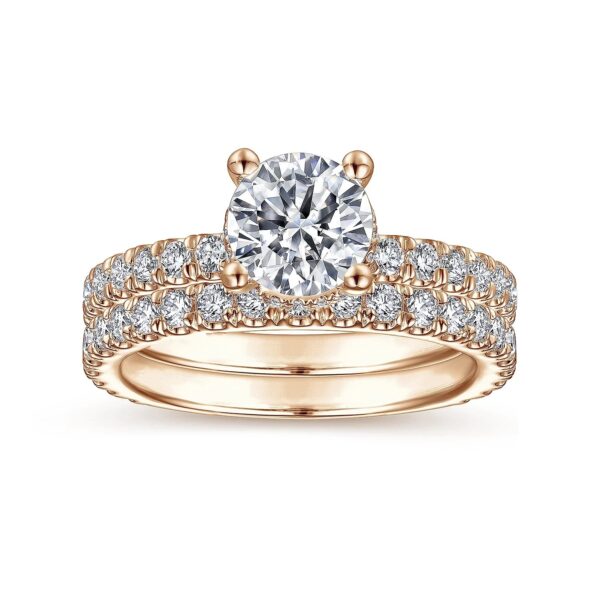 14K Rose Gold Hidden Halo Round Diamond Engagement Ring - Image 5