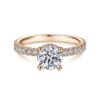 14K Rose Gold Hidden Halo Round Diamond Engagement Ring