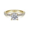 14K Yellow Gold Hidden Halo Round Diamond Engagement Ring