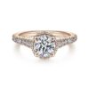 14K Rose Gold Hidden Halo Round Diamond Engagement Ring