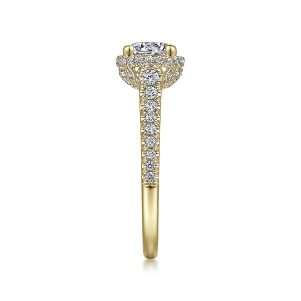 14K Yellow Gold Hidden Halo Round Diamond Engagement Ring - Image 4