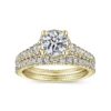 14K Yellow Gold Hidden Halo Round Diamond Engagement Ring - Image 5