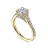 14K Yellow Gold Hidden Halo Round Diamond Engagement Ring - Image 3