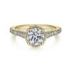 14K Yellow Gold Hidden Halo Round Diamond Engagement Ring