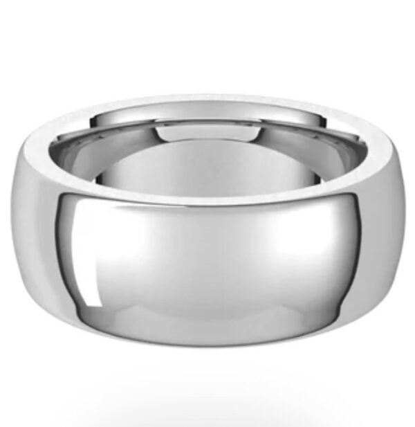 14K White Heavyweight Comfort Fit Half Round Band - Image 4