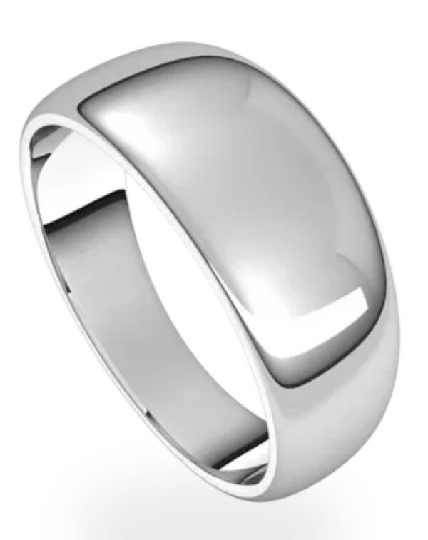 14K White Standard Weight Standard Fit Round Tapered Band