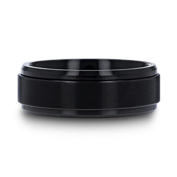 REVOLVE Black Tungsten Spinner Ring Spinning Wedding Band - Image 3