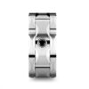 SAINT Brushed Tungsten Wedding Band with Grooves & Black Diamond - Image 2