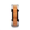 VERMILLION Red Oak Wood Inlaid Tungsten Carbide Ring with Bevels - Image 2