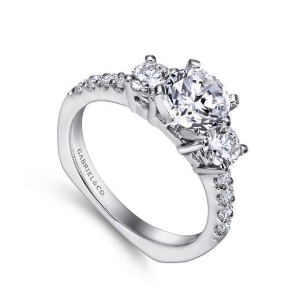 14k White Gold Round Diamond Engagement Ring Setting only
Center Stone Not Included Center Stone Suggestion 1.5 Carat .78 Carat Weight - Image 3