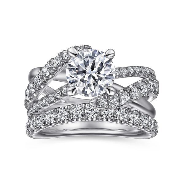 14K White Gold Round Diamond Engagement Ring - Image 5