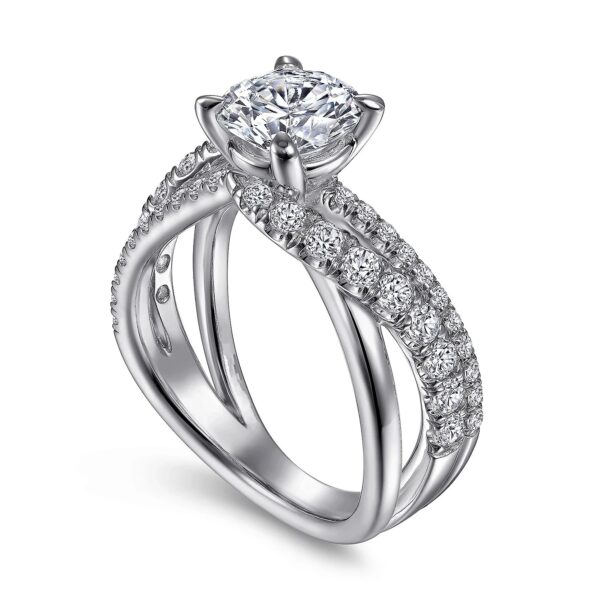 14K White Gold Round Diamond Engagement Ring - Image 2