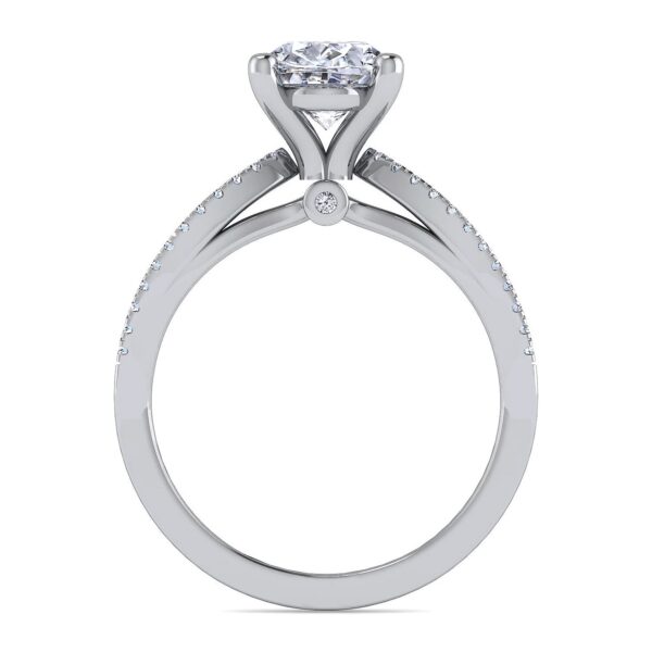14K White Gold Split Shank Oval Diamond Engagement Ring - Image 2